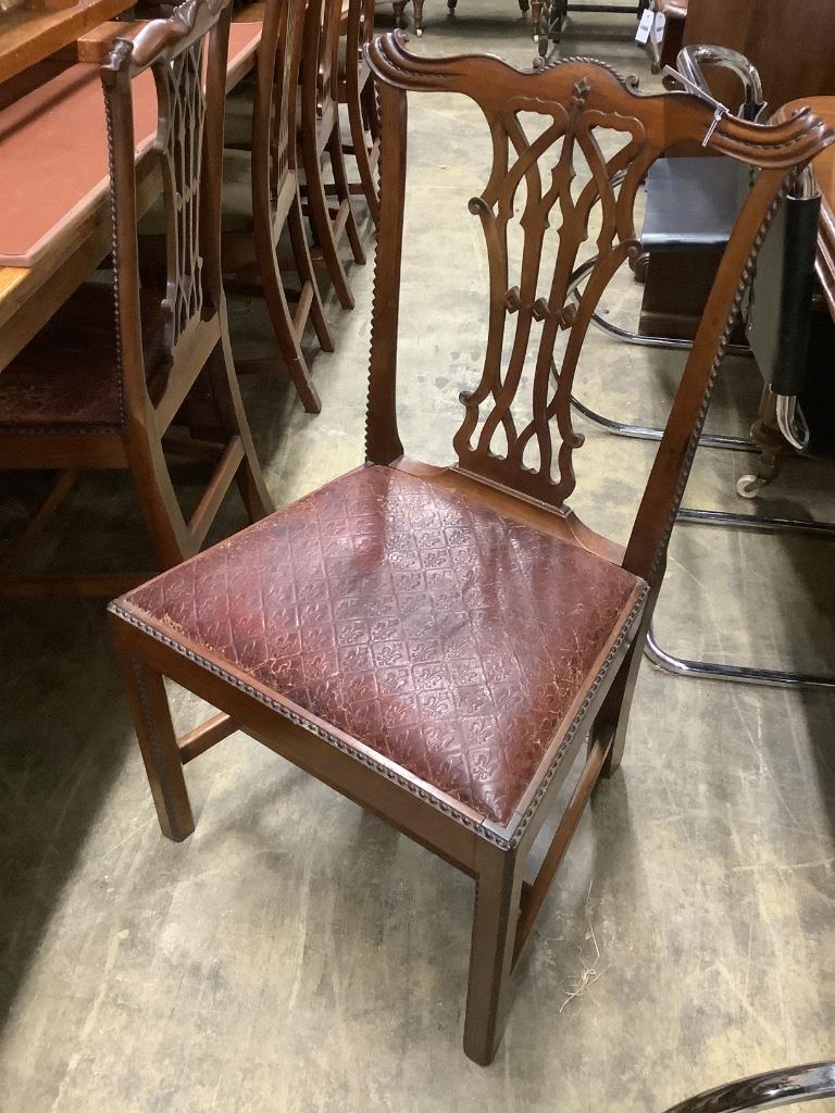 A set of six Chippendale revival mahogany dining chairs, width 63cm